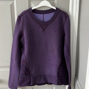 Lululemon purple scuba weight crew neck sweatshirt with back  peplum